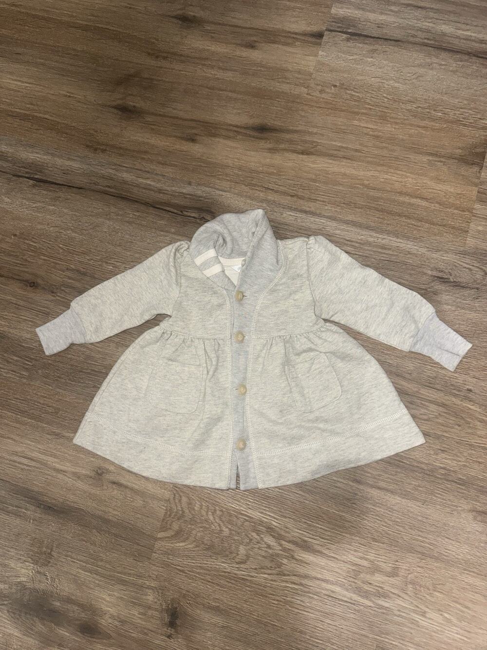 RALPH LAUREN Baby Girl Heather Gray Sweatshirt Fleece Jacket Dress Pockets 9M